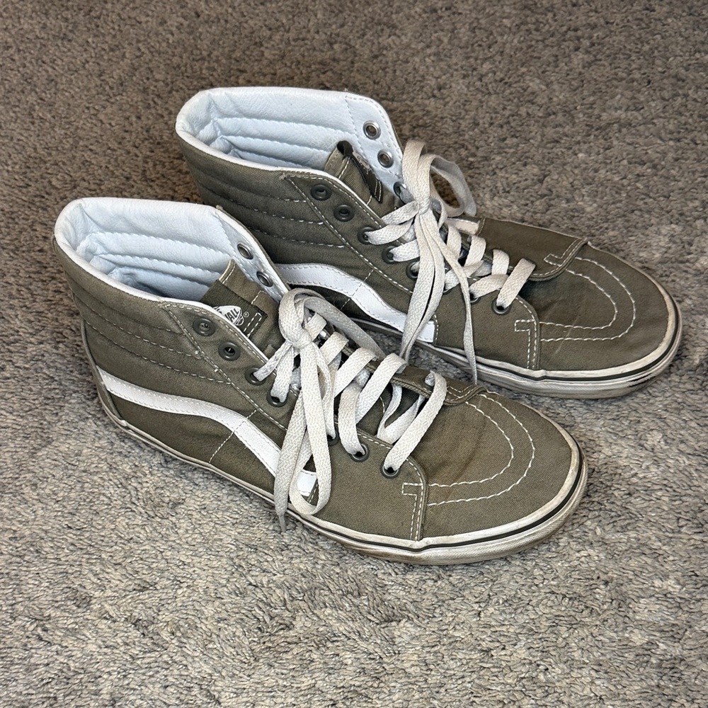 Vans Sk8 High-Top Sneakers Olive and White